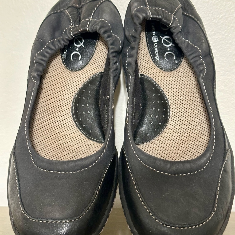 BOC Black Leather Slip-On Flats